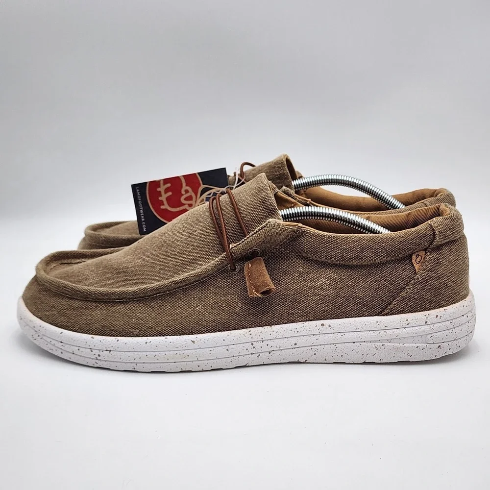 Lamo Men's‎ Canvas Slip-On Khaki Shoes Sneakers JIAXING09  NWT